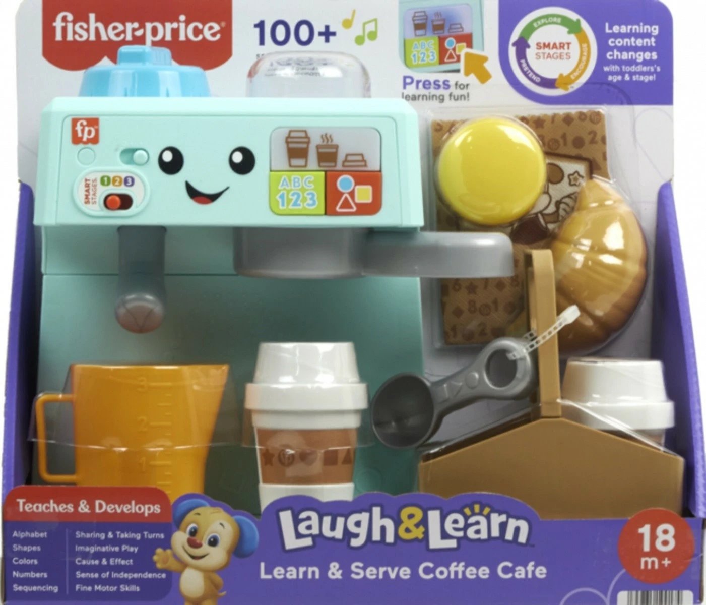 Lodër edukative makinë kafeje Fisher Price Laugh & Learn HYT01, shumëngjyrëshe, për fëmijë 18m+