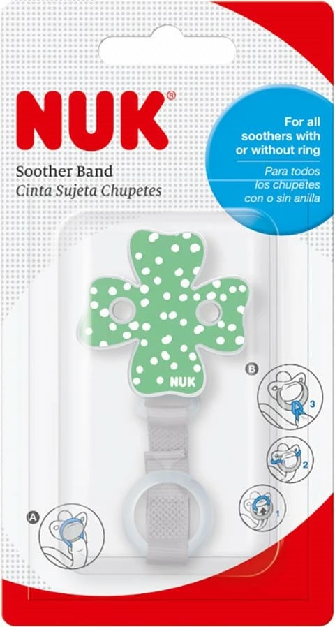 Rrip kapëse biberoni, NUK, me unazë silikoni dhe kapëse me hapje me një dorë, jeshile