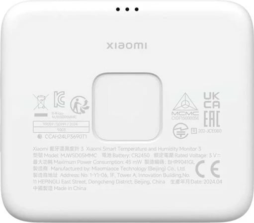 Sensor temperature dhe lagështie Xiaomi 58431, ekran i madh LCD, i bardhë