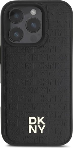 Mbështjellës DKNY Repeat Pattern Stack Logo MagSafe për iPhone 16 Pro Max, i zi
