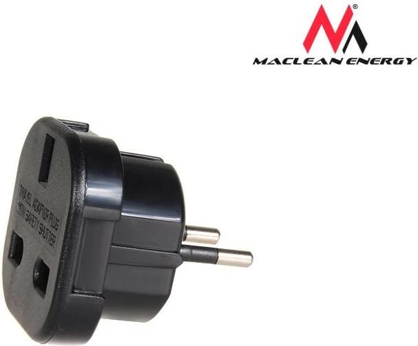 Adapter Maclean MCE72 për prizë EU në UK, i zi