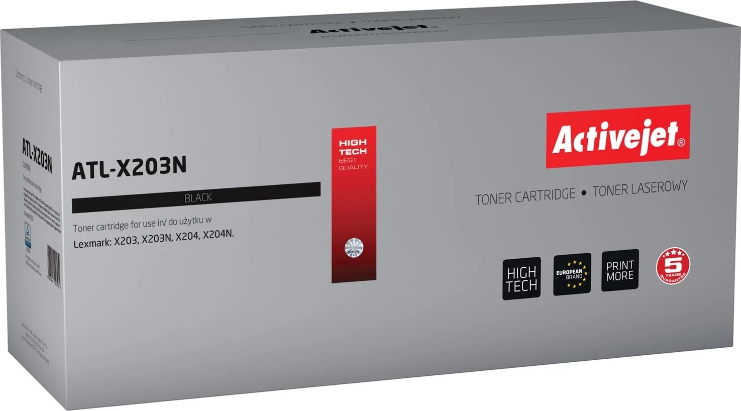 Toner zëvendësues Activejet ATL-X203N për printer Lexmark, i zi