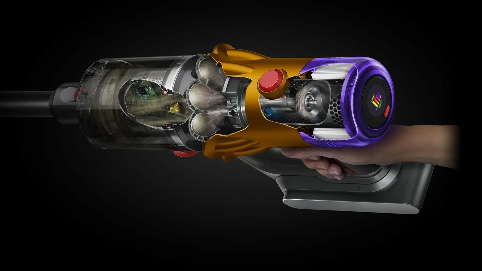 Fshesë me korrent Dyson V12 Detect Slim Absolute, 0.35 L, LCD, Nickel, Yellow
