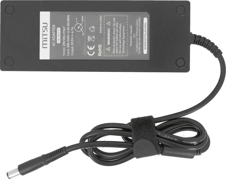 Kasë rryme Mitsu ZM/DEL19567 për Dell, 130W, 19.5V 6.7A, e zezë
