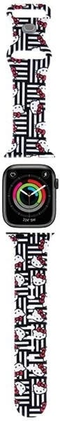Rrip silikoni për Apple Watch Hello Kitty Heads & Stripes, 38/40/41mm, Zi