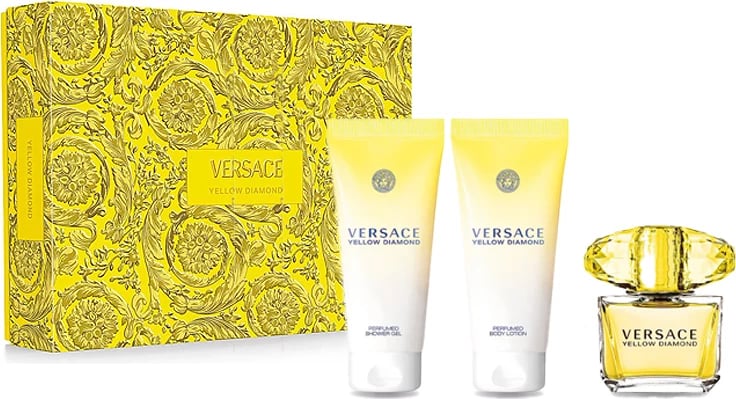 Set Eau de Toilette për femra Versace Yellow Diamond, 50ml + balsam trupi 50ml + xhel dushi 50ml