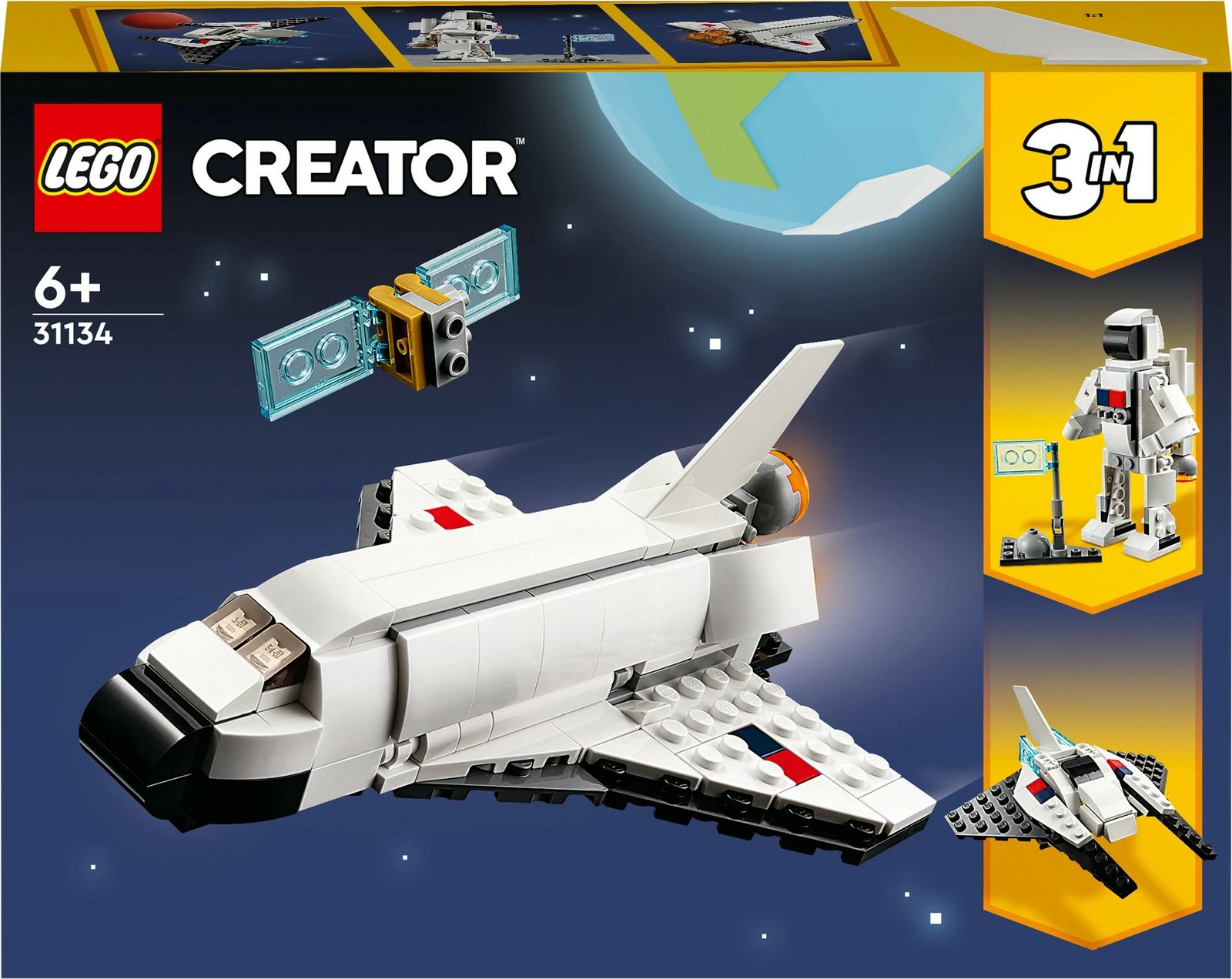 Set ndërtimi LEGO Creator 3-in-1 Space Shuttle, 144 pjesë, shumëngjyrësh
