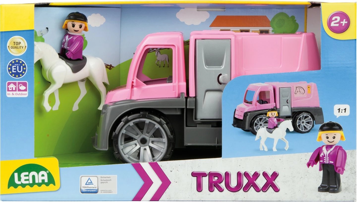 Lodër automjet transporti për kuaj Lena Truxx me aksesorë, Rozë/Gri