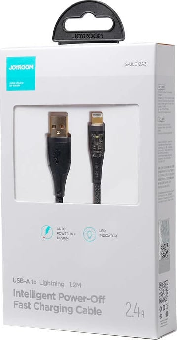 Kabllo Joyroom S-UL012A3, USB-A në Lightning, 1.2m, 2.4A, e zezë