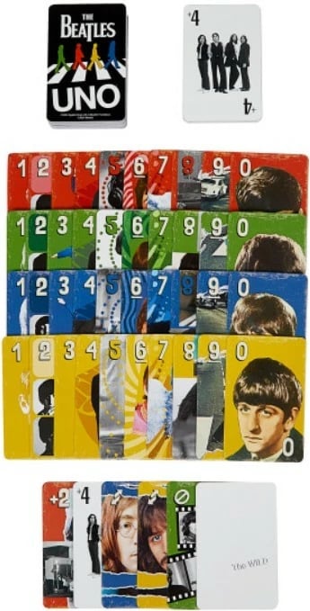 Lojë letra UNO Mattel Canvas The Beatles, 112 letra, set koleksionues