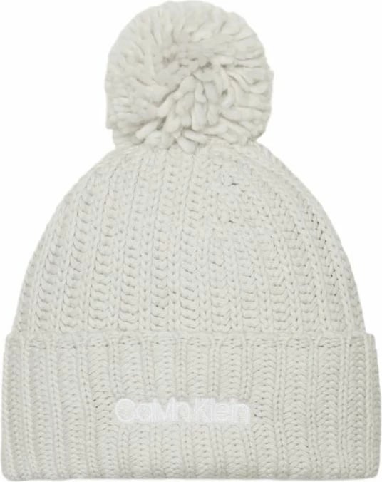 Kapelë e madhe me pompom për femra Calvin Klein Jeans, gri