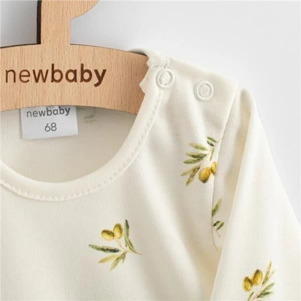 Fustan bebe, NEW BABY, Olivy, 100% pambuk organik, mëngë të gjata, madhësia 68 (4-6m), bezhë