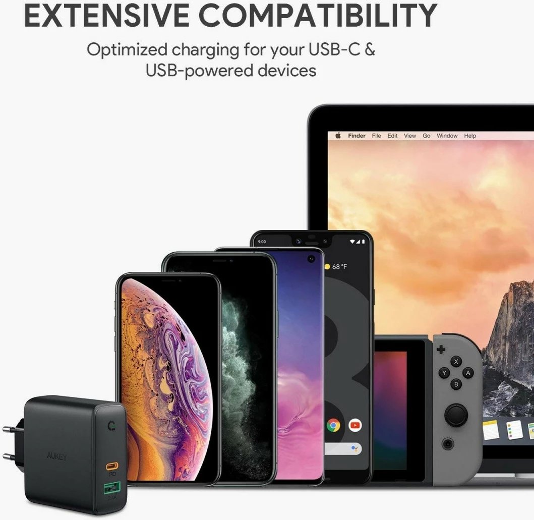 Karikues muri AUKEY PA-D3, 60W, 2xUSB (USB-C + USB 3.0), i zi