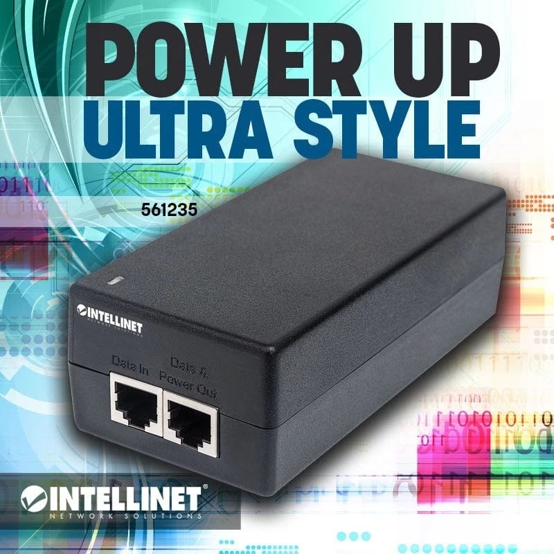 Injektori Ultra PoE+ Intellinet, Gigabit, 1 Port 60 W, i përputhshëm me IEEE 802.3bt dhe IEEE 802.3at/af, Shtëpi Prej Plastike