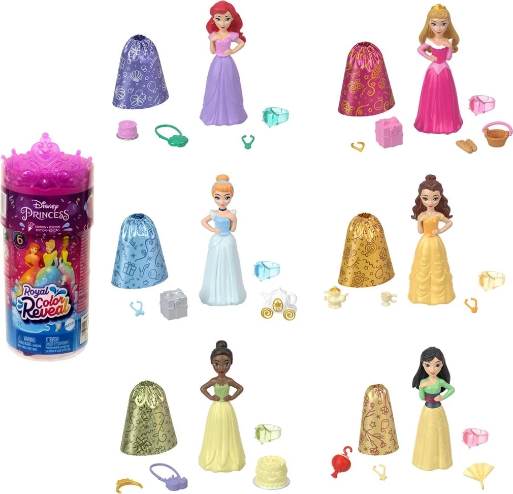 Lodër Disney Princess Royal Color Reveal Party Edition, Mattel, Ngjyra të ndryshme