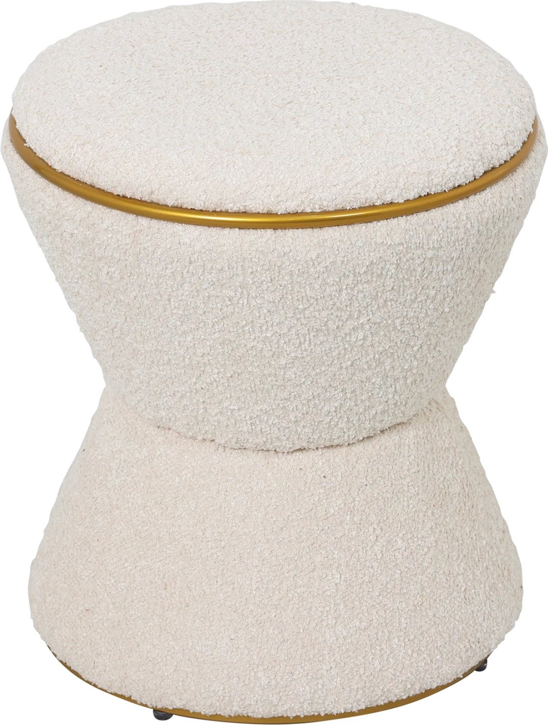 Karrige e rrumbullakët LINNER FH9604.16, pëlhurë boucle, detaj ari, Φ38,5x43H cm.