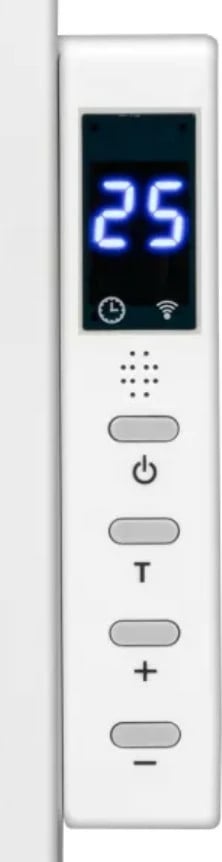 Ngrohës panelor me infra të kuqe, MPM, MUG-24, 450 W, termostat, timer, ekran, telekomandë dhe aplikacion Tuya, montim në mur ose në këmbë, mbajtëse peshqirësh, i bardhë