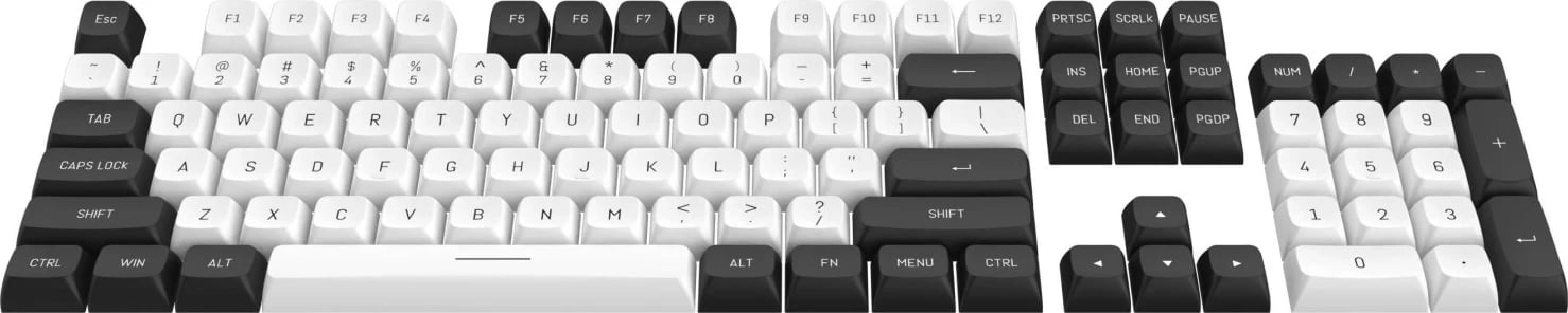 Keycaps Redragon A132 PBT Doubleshot, 150 copë, bardhë-e zezë Keycaps Redragon A132 PBT Doubleshot, 150 copë, bardhë-e zezë