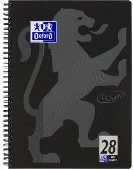 Fletore spirale Oxford TOUCH A4+, 160 fletë, 90g, katrorë, e zezë/gri