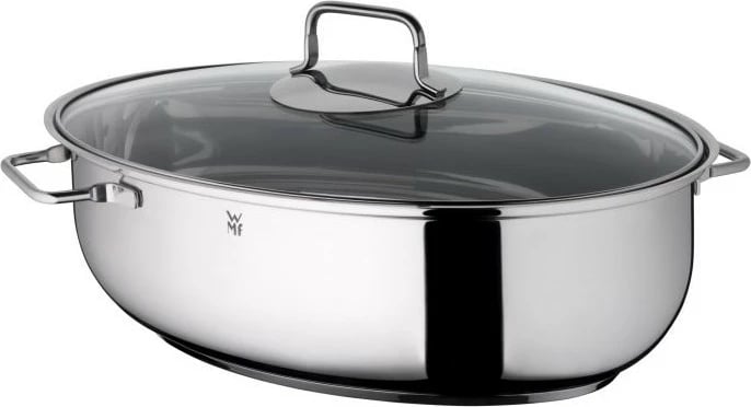 Enë pjekjeje WMF me kapak xhami dhe termometër, çelik inoks