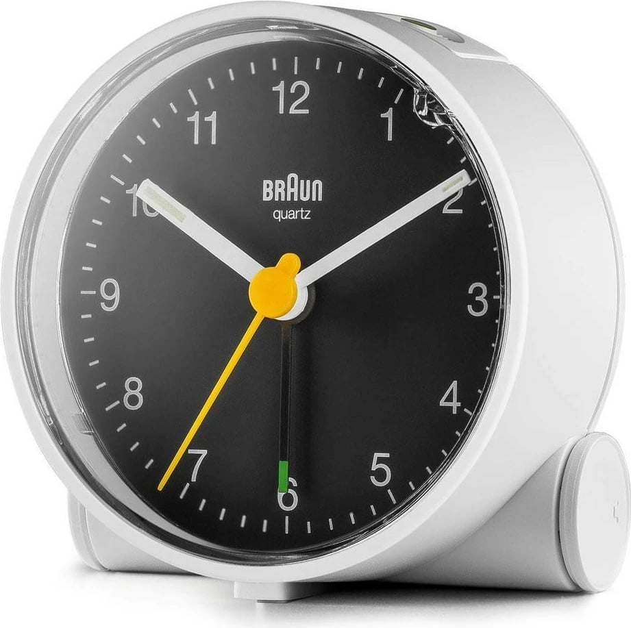 Alarm Braun BC01WB, analog, 12h, zi/bardhë