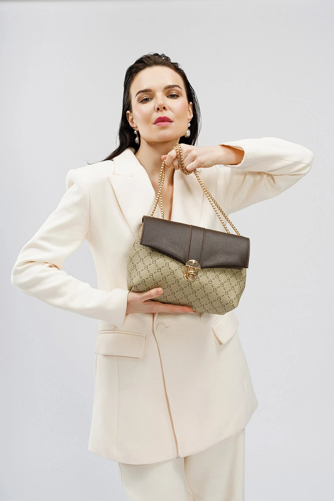 Çantë krahu Lucky Bees, krem dhe kafe, 1228 v2