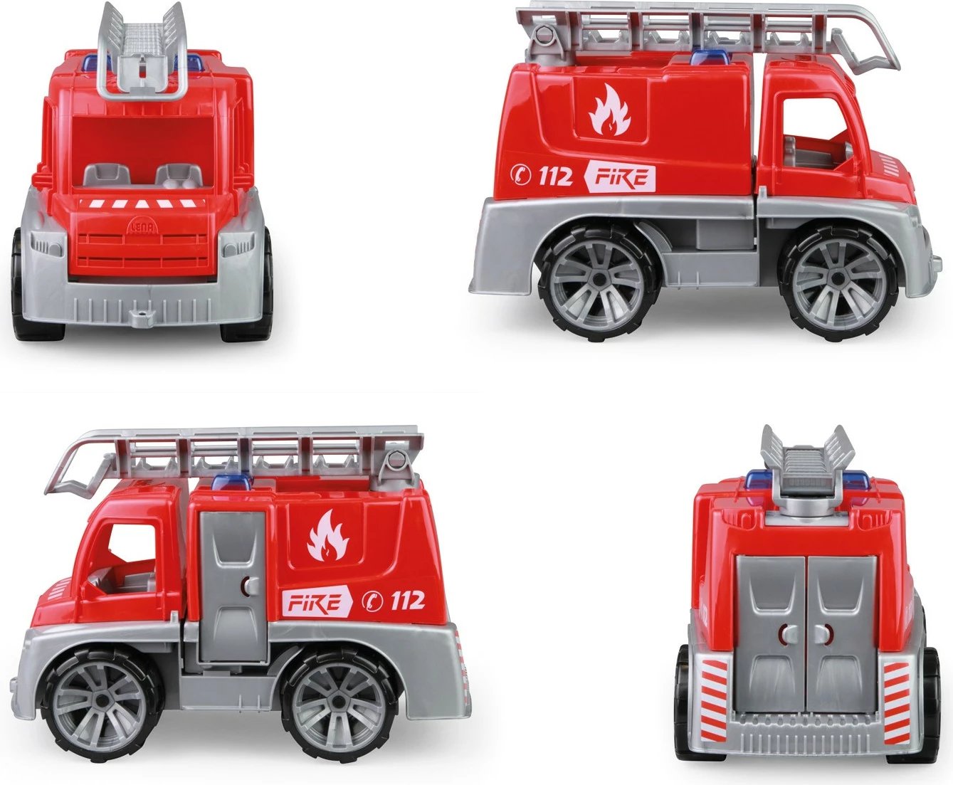 Kamion zjarrfikës lodër Lena Truxx me shkallë dhe figurë zjarrfikësi, i kuq Kamion zjarrfikës lodër Lena Truxx me shkallë dhe figurë zjarrfikësi, i kuq