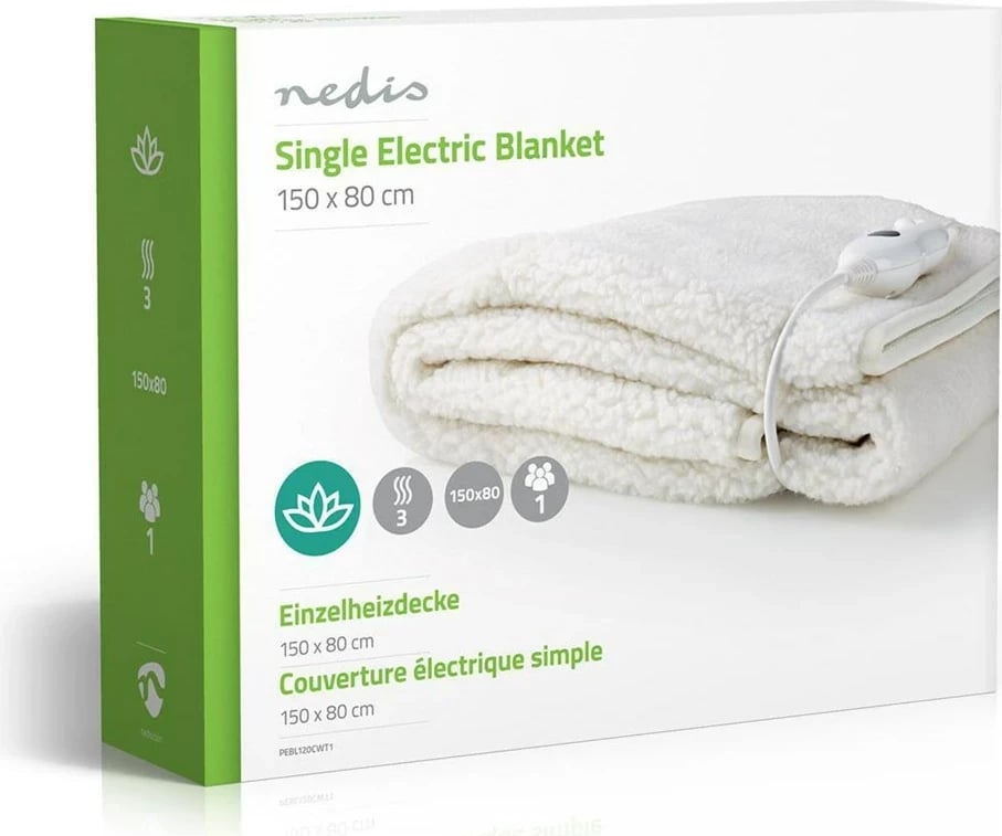 Batanije elektrike Nedis PEBL120CWT1, 150x80 cm, 3 nivele ngrohje, e bardhë