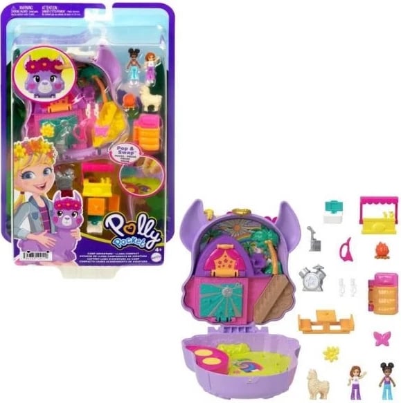 Set lodrash Polly Pocket CAMP ADVENTURE Llama Compact, Mattel, HKV33, shumëngjyrëshe