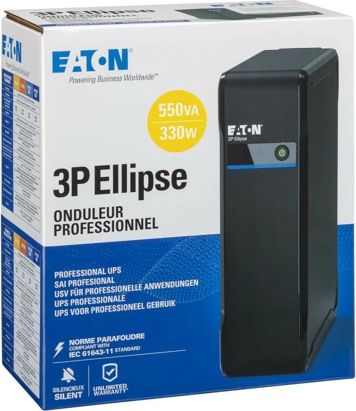 Kasë UPS Eaton 3P Ellipse 550 FR, 550 VA, 330 W, e zezë