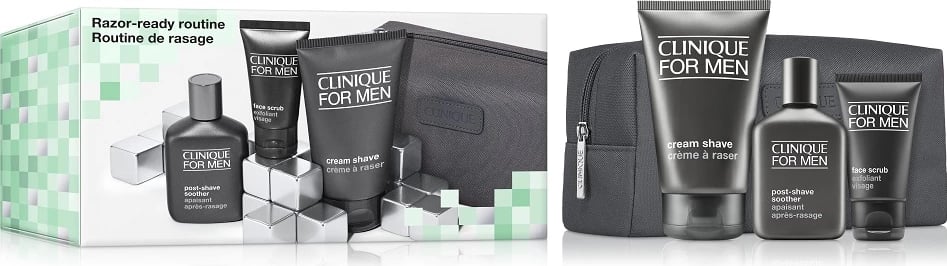 Set për rroje dhe fytyrë për meshkuj Clinique Razor-ready Routine, 4 copë