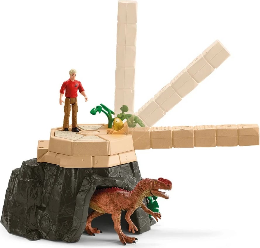 Set lodrash Schleich Dinosaur Expedition Playset, 42657, me figurë Monolofosaurus dhe tempull, për fëmijë