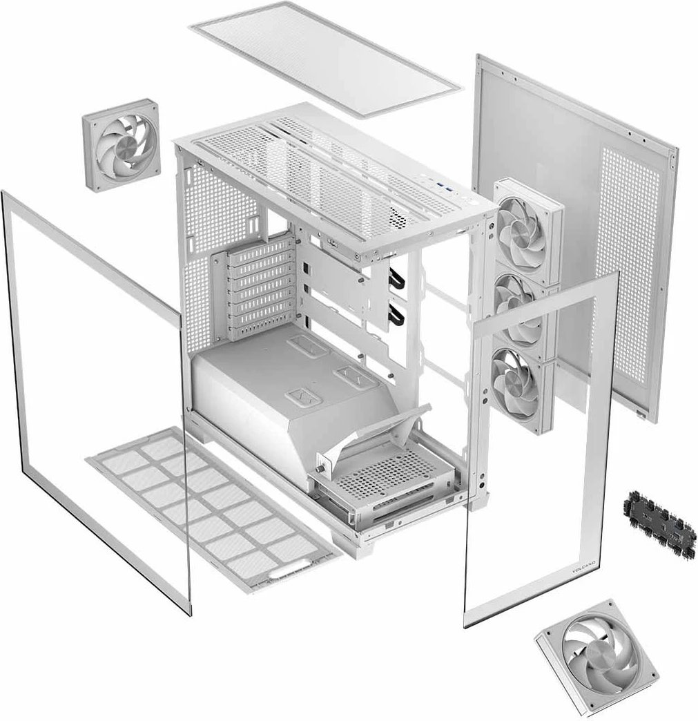 Kasë MODECOM Volcano Stellar 5F ARGB 20, Midi Tower, e bardhë