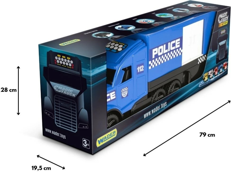 Kamion lodër policie Wader Magic Truck Action, plastikë, 81 cm, kaltër/bardhë/zezë