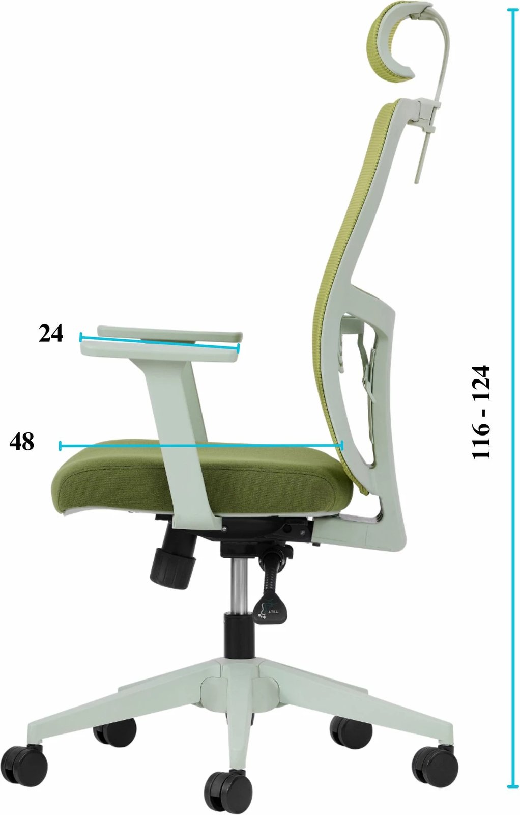 Karrige zyre ergonomike, ngjyrë e gjelbër, Skye Decor, 126 cm
