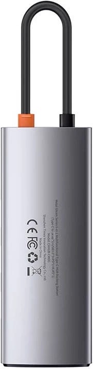Kasë Baseus Metal Gleam Series CAHUB-CW0G, 6-në-1, USB-C në 3x USB 3.0 + HDMI + USB-C PD + Ethernet RJ45, Gri