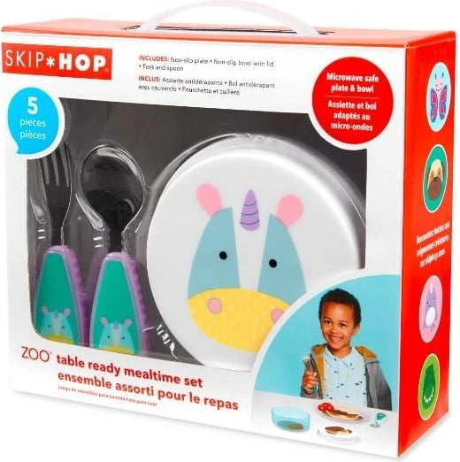 Set enësh Skip Hop ZOO Unicorn Dinner Set, 5 pjesë, shumëngjyrësh