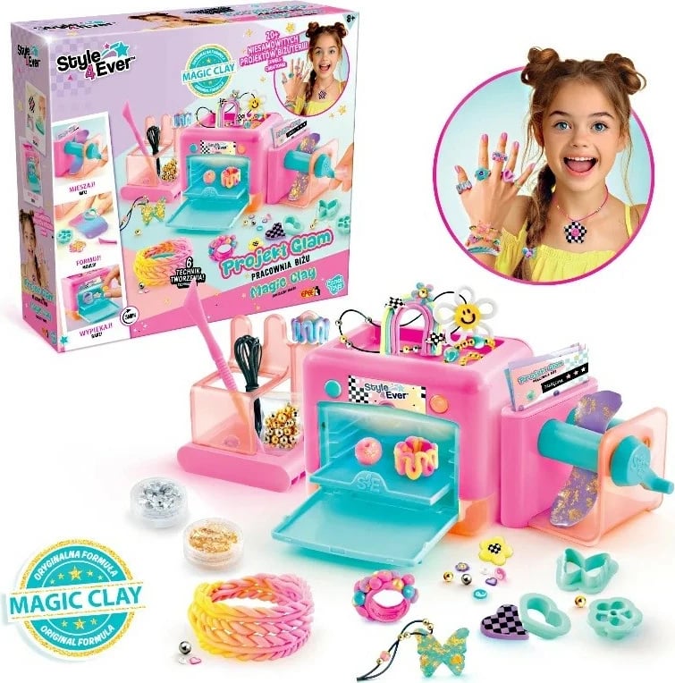 Set krijues punëtori bizhuterish, Epee Project Glam EP60467, argjilë modeluese me mjete dhe 20+ elemente, 6+, shumëngjyrësh, set