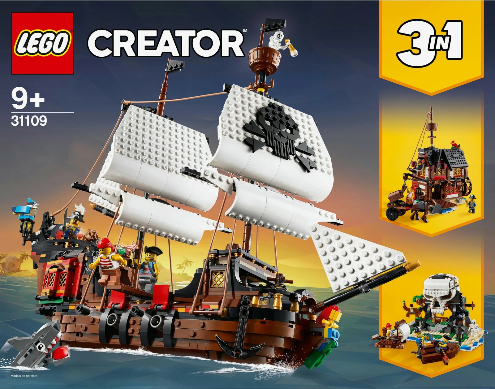 Set ndërtimi LEGO Creator 3in1 Anije Piratësh, 31109, 1264 pjesë, shumëngjyrësh