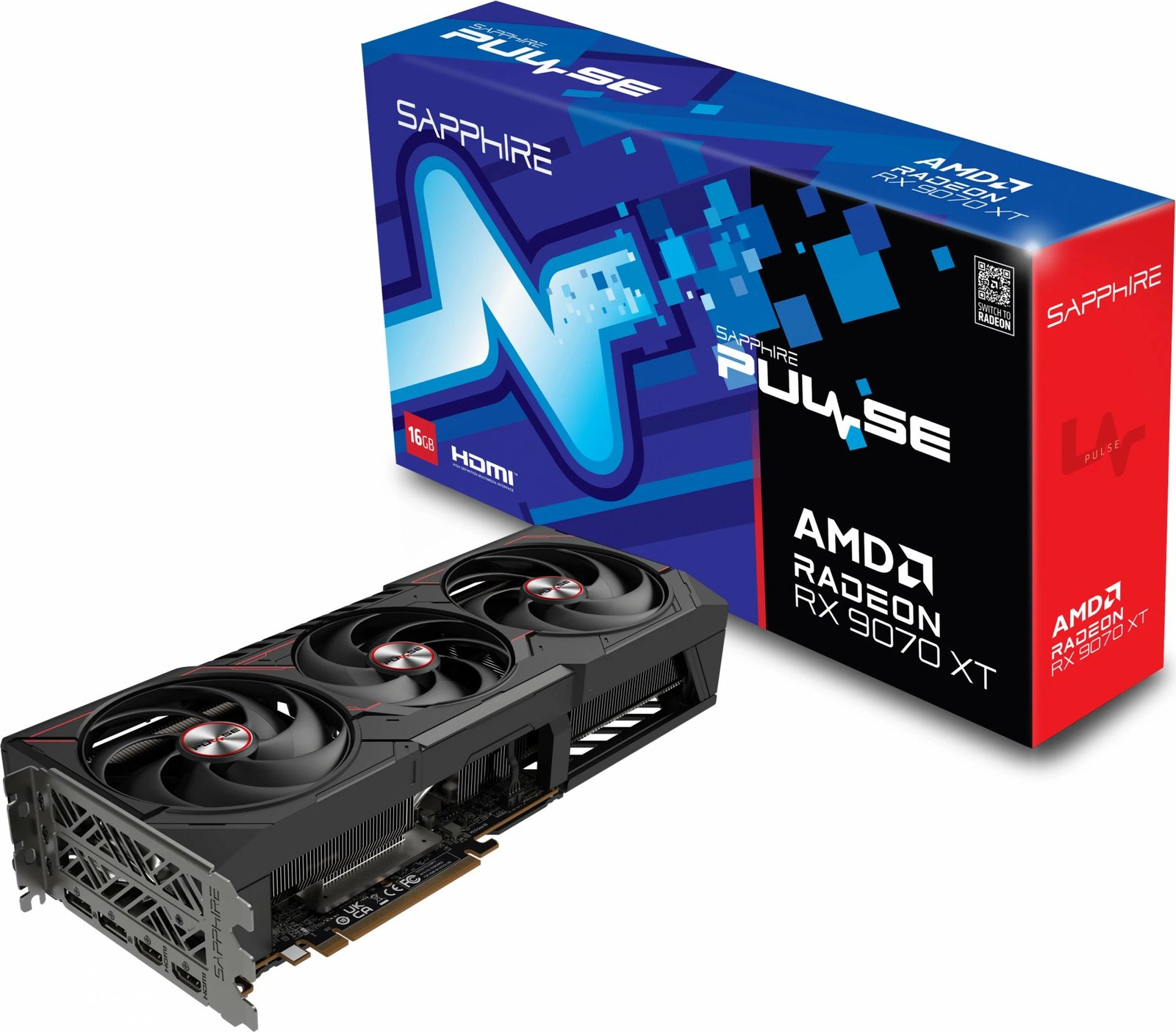 Kartelë grafike Sapphire PULSE Radeon RX 9070 XT, 16 GB, GDDR6, PCI Express x16 5.0, e zezë