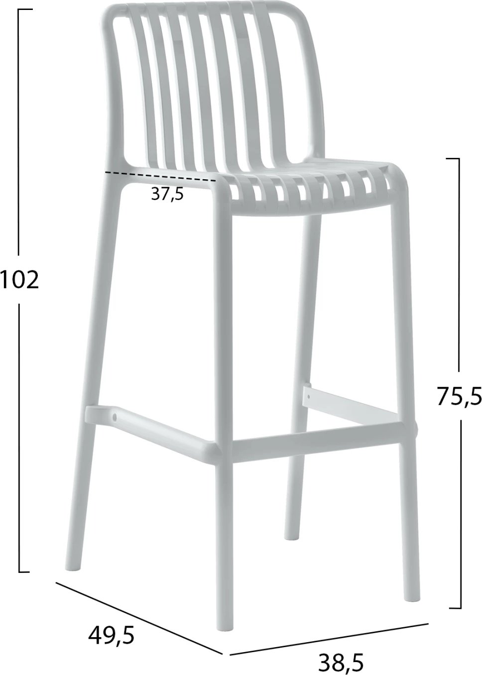 Karrige për bar polipropileni CONVEE FH6098.01 e bardhë 38,5x49,5x102Hcm