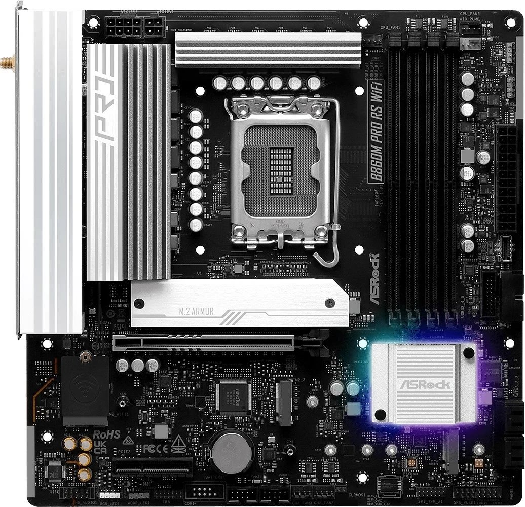 Pllakë amë ASRock B860M Pro RS WiFi, micro ATX, Socket 1851, 256 GB, e zezë