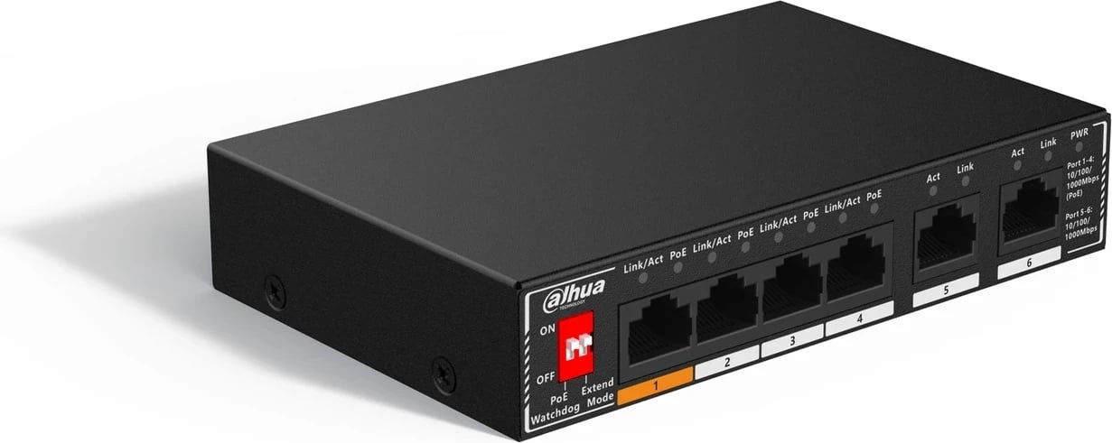 Switch DAHUA SG1006P, 6 porta, Gigabit Ethernet, PoE, i zi
