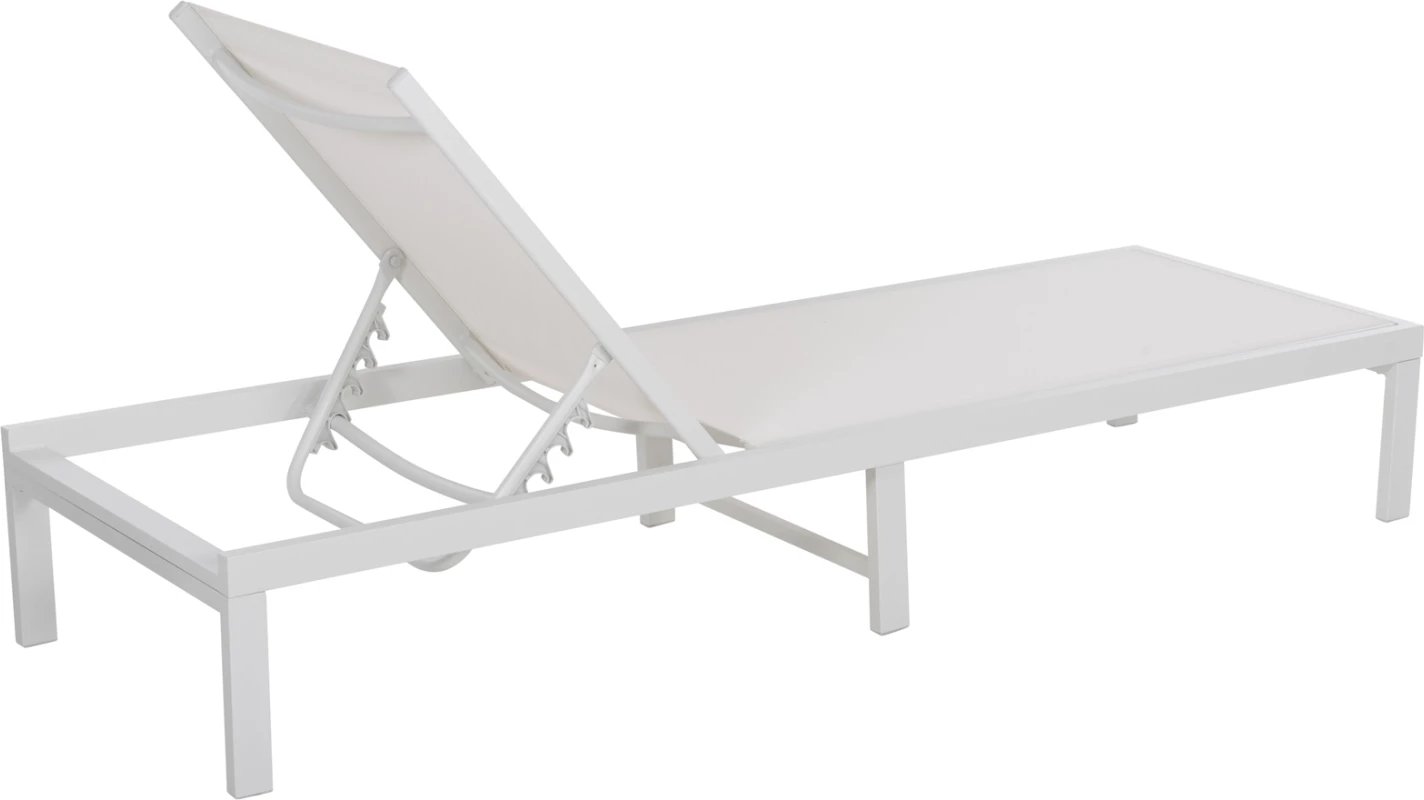 Shezlong alumini THATCHER, kornizë bardhë & tekstilene, 196,5x64,5x92H cm