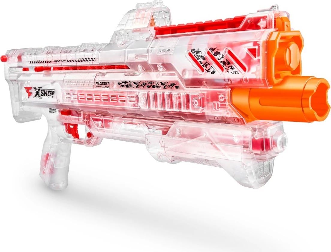 Blaster X-Shot FaZe Ragequit Round Launcher me 24 toptha, Transparent/Portokalli/E Kuqe