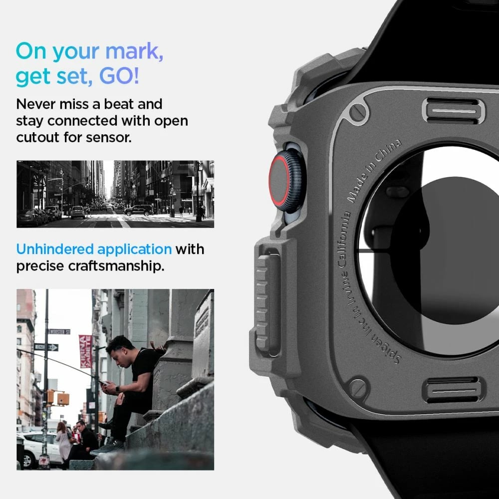 Mbështjellës Spigen Rugged Armor për Apple Watch 10, 46mm, Gri