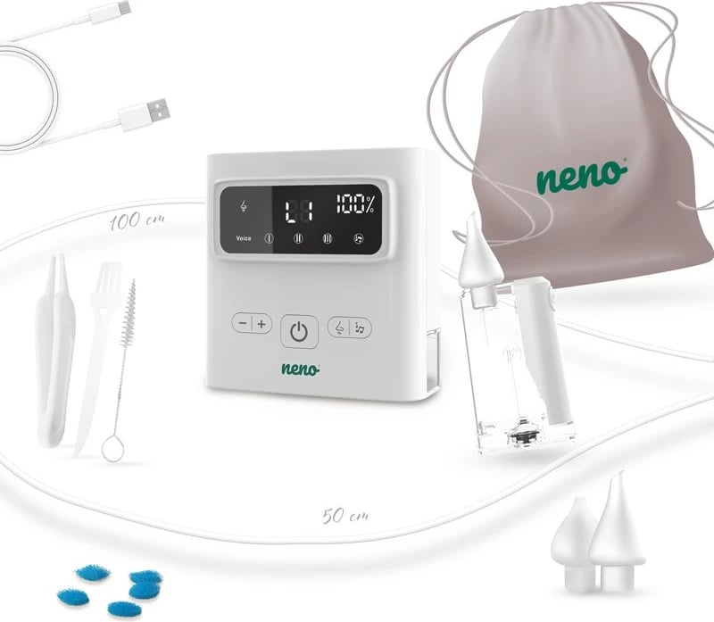 Aspirator elektrik për hundë neno Grasso, i bardhë, me 3 mbulesa