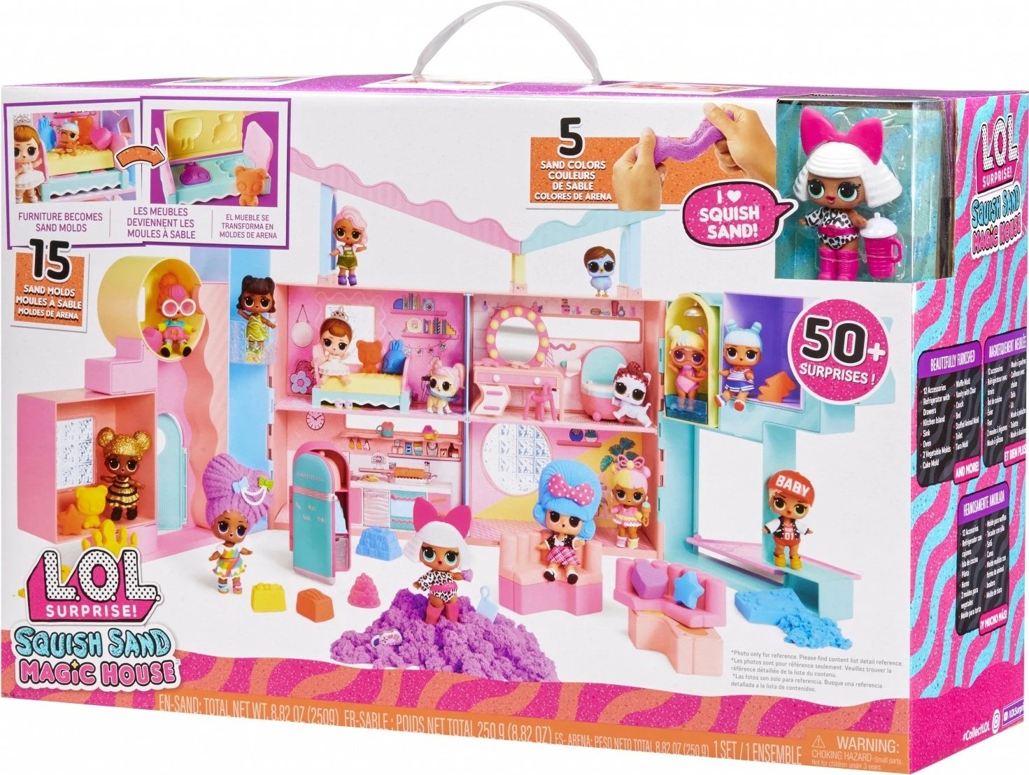 Shtëpi lodër për kukulla L.O.L. Surprise Kinetic Sand Magic House, shumëngjyrëshe, set me 50+ surpriza