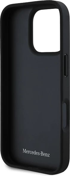 Mbështjellës Mercedes për iPhone 16 Pro Max, lëkurë, i zi