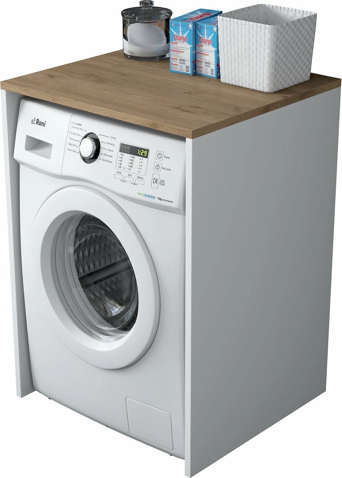 Dollap për lavatriçe, ngjyrë arrë dhe e bardhë, Hanah Home KD103 - 2341 Dollap për lavatriçe, ngjyrë arrë dhe e bardhë, Hanah Home KD103 - 2341